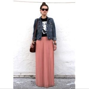 Madewell slowdance pleated maxi skirt dusty pink